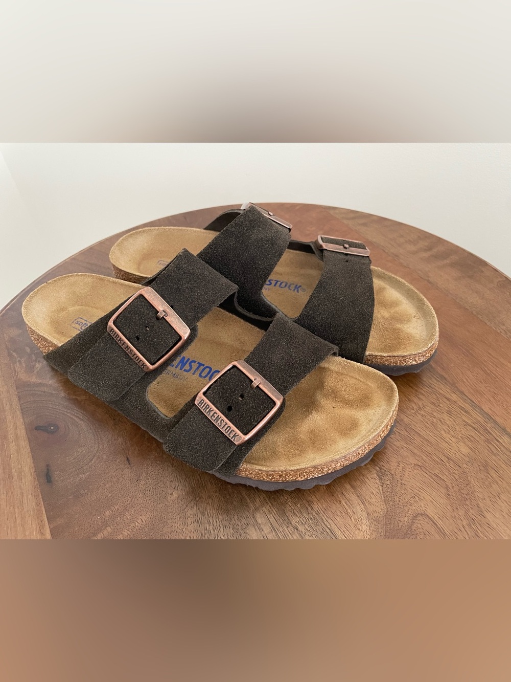 Womens Birkenstock Arizona suede soft footbed sandals Mocha 6-6.5